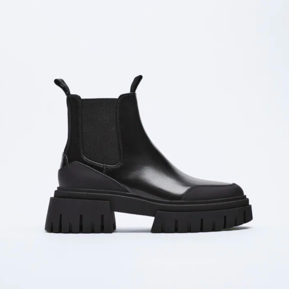 Zara Low-Heeled Lug Sole Ankle Boots